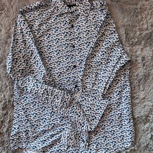 Express Blue and White‎ Floral Shirt